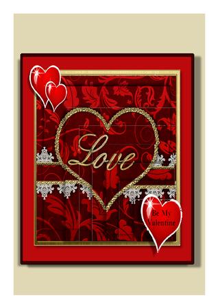 Red Lace Love 5in One Corner Stacker by Frances Dent