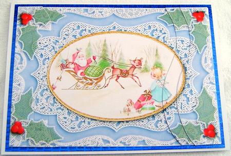 Christmas Sleigh Lace Swirvey Side Stacker by Frances Dent