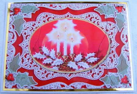 Christmas Red Candles Lace Swirvey Side Stacker by Frances Dent