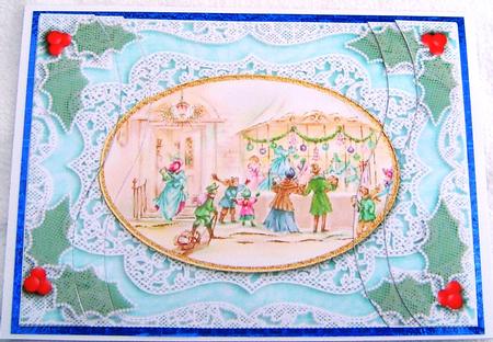 Christmas Shop Window Lace Swirvey Side Stacker by Frances Dent