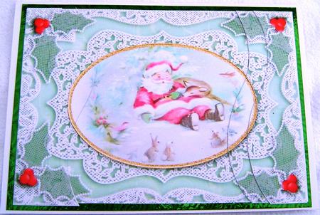 Sleeping Santa Lace Swirvey Side Stacker by Frances Dent