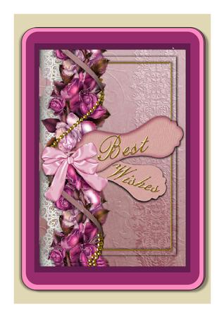 Best Wishes A4 Pink Roses Picture Sheet by Frances Dent