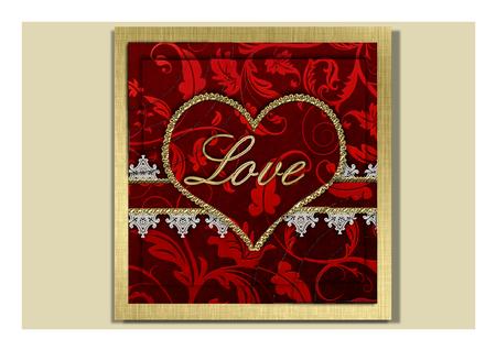 Red Lace Love 6inch Duo Corner Stacker Card Front by Frances Dent