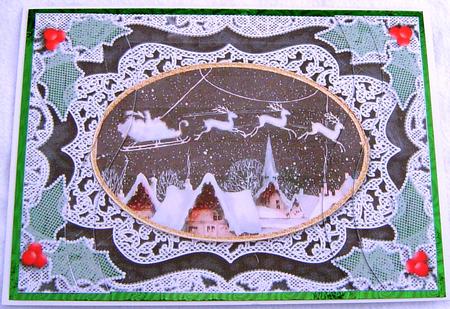 Christmas Skies Lace Swirvey Side Stacker by Frances Dent