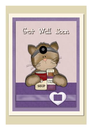 Get Well Soon Female Card Front with Decoupage by Frances Dent