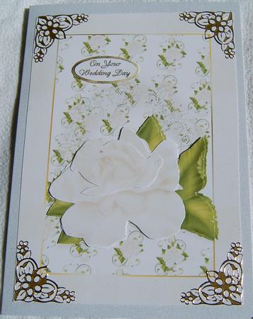 Ivory Rose with Lace Quick Card Front with Decoupage by Frances Dent