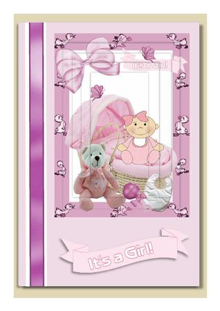Little Baby Girl with Pink Crib, Pyramids by Frances Dent