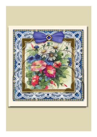 Lace Cornflowers Blue 5in Scallop Bottom Stacker by Frances Dent