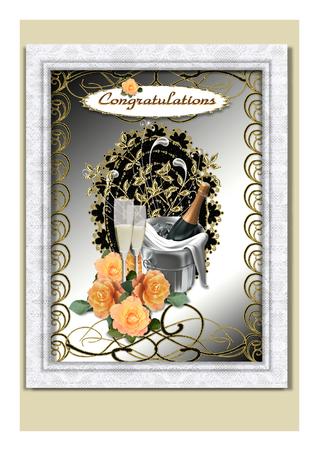 Swirls & Oval Frame Various Occasions Plain Card 1 by Frances Dent
