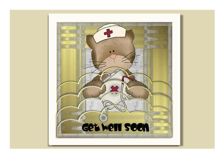 Get Well Soon Cat Bottom Wavy Stacker by Frances Dent