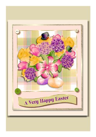 Bouquet of Easter Flowers Card Front by Frances Dent