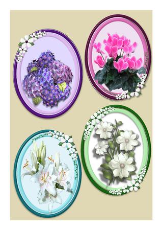 Oval Flower Frames by Frances Dent