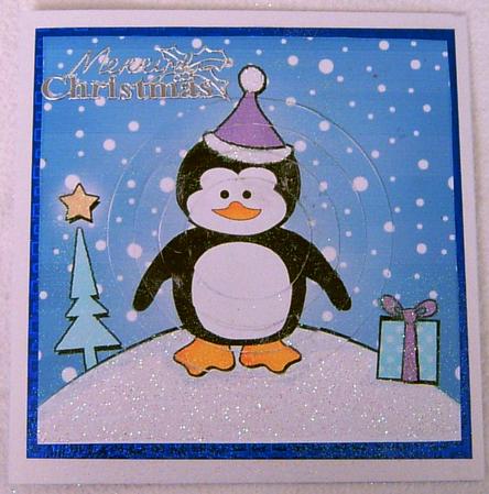 Cheeky Xmas Penguin Quick Card with Circle Pyramage Topper by Frances Dent