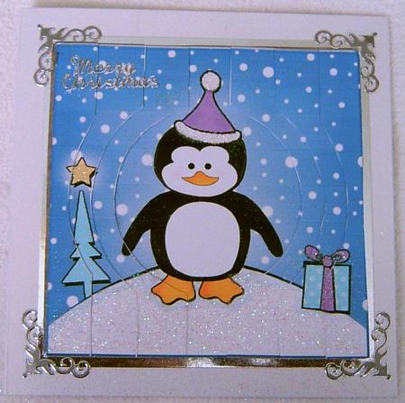 Cheeky Xmas Penguin Quick Card with Circular Side Stacker by Frances Dent