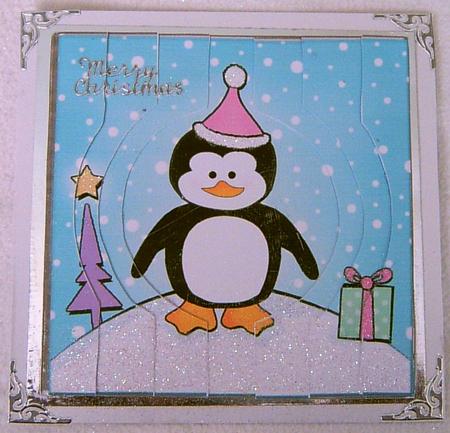 Cheeky Xmas Penguin Quick Card with Circular Side Stacker by Frances Dent