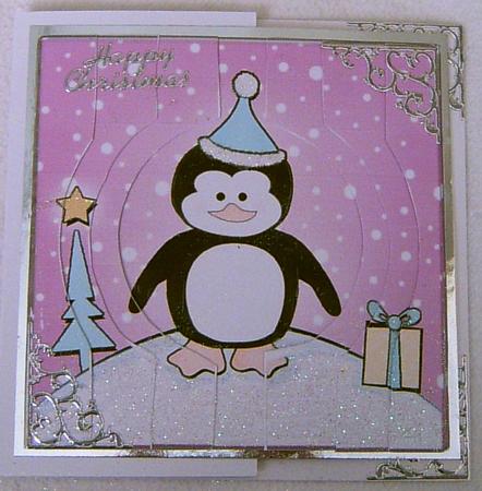 Cheeky Xmas Penguin Quick Card with Circular Side Stacker by Frances Dent