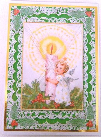 Candle Angel A5 Lace Card Front Side Step Stacker by Frances Dent