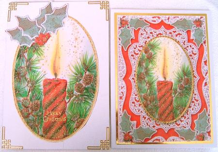 Christmas Candles A4 Lace Picture Sheet by Frances Dent