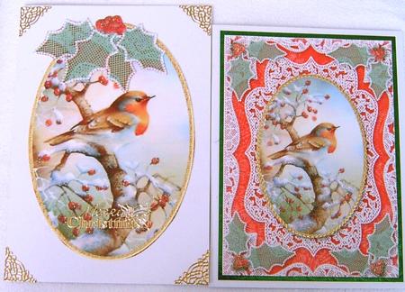 Christmas Robin 1 A4 Lace Picture Sheet by Frances Dent