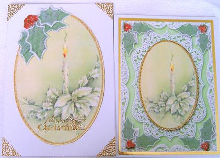 Christmas Pastel Candle A4 Lace Picture Sheet by Frances Dent