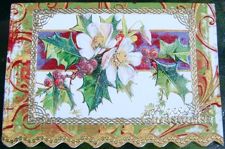 Christmas Roses Wavy Edge Card by Frances Dent