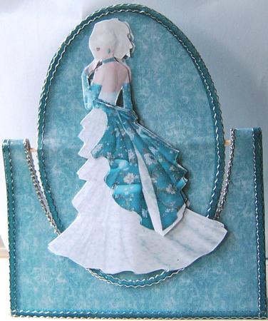 Lady in Blue and Silver Spinner Card by Frances Dent