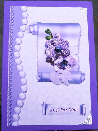 Jewelled Purple Flowers on a Scroll by Frances Dent
