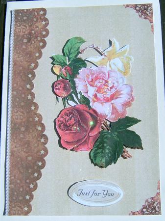 Fuschia Pink Rose with Embellishments by Frances Dent