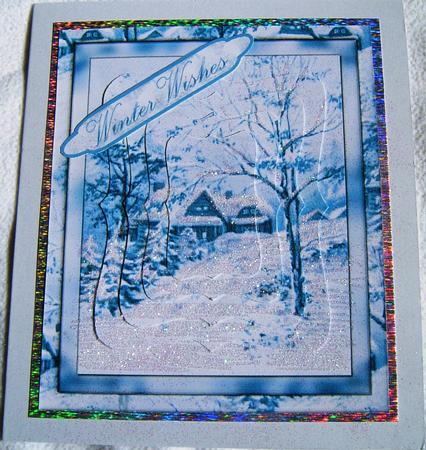 Blue Christmas - Bracket Pyramid Card Front by Frances Dent