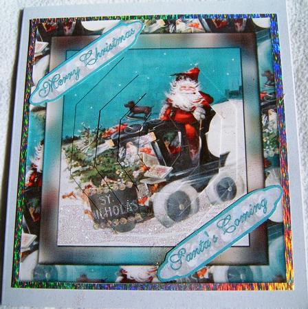 Santa on His Snowmobile by Frances Dent