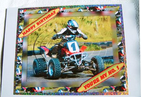 No. 1 Quad Biker - Pyramid Card Front by Frances Dent