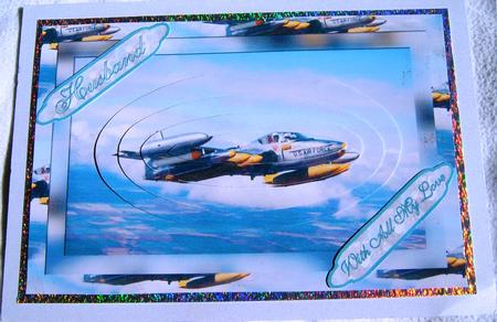 Fighter Jet Pyramid Card Front by Frances Dent