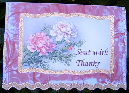 Thank You Carnations Wavy Book Card by Frances Dent