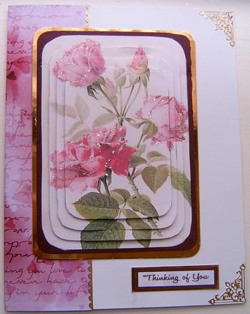 Beautiful Pink Roses Matching Lace Gatefold Toppers by Frances Dent