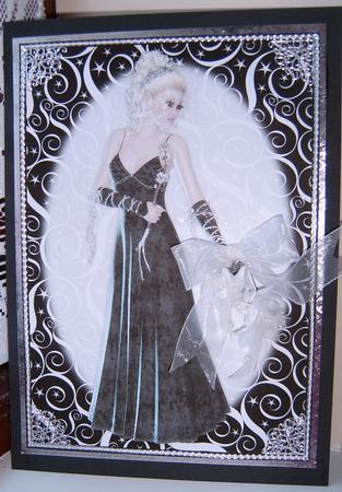 Stunning Beauty in Black A4 Tunnel Card/topper by Frances Dent
