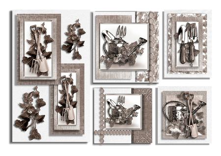 In the Garden Kit in Cappuccino with Step by Step Decoupage by Frances Dent