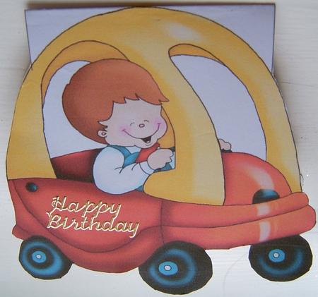 Boy in Toy Car - Quick Card by Frances Dent