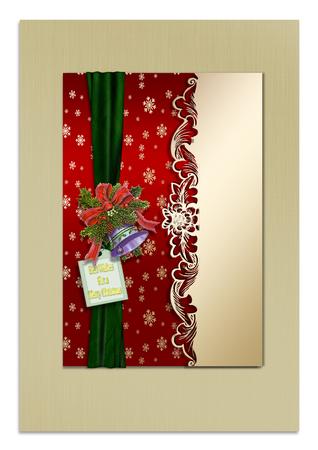 Golden Snowflakes Christmas Card Front (red) by Frances Dent