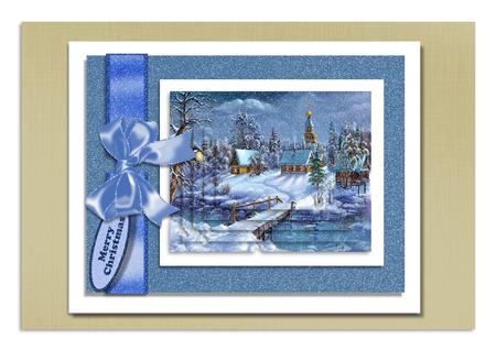 Pretty Snow Scene with Cottages, Pyramids by Frances Dent
