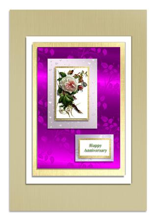 Cerise Floral Satin Backing by Frances Dent