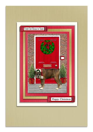 Christmas Door with Boxer Dog by Frances Dent