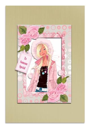 Lovely in Pink, with Pink Roses, A4 Topper by Frances Dent