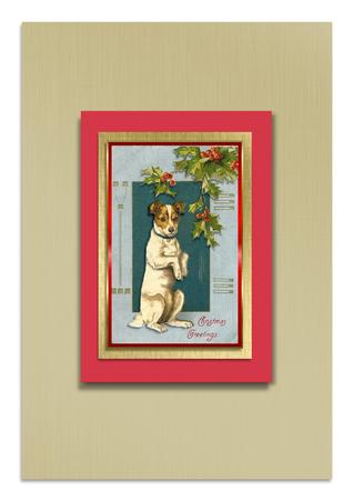 Vintage Christmas Dog Decoupage Topper by Frances Dent