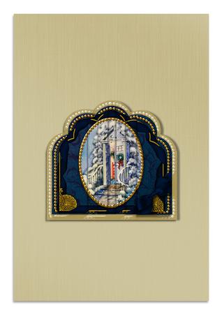 Christmas Door Ornate Scalloped Side Stacker by Frances Dent