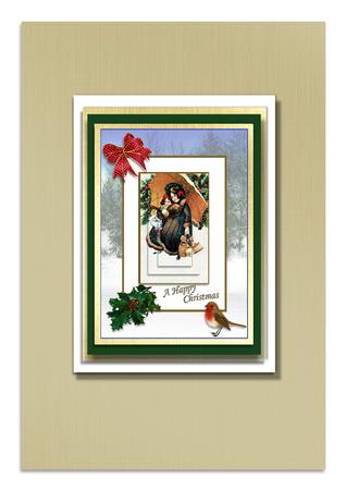 Two Vintage Girls Winter Scene by Frances Dent