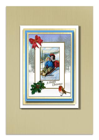 Vintage Sleighing Girls Winter Scene by Frances Dent