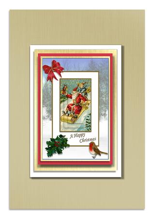 Downhill Santa Winter Scene by Frances Dent