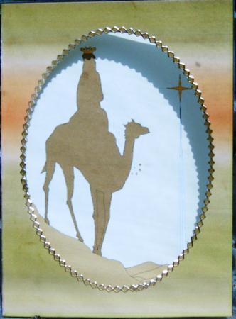 One Wise Man in Gold Oval Single Window Card by Frances Dent