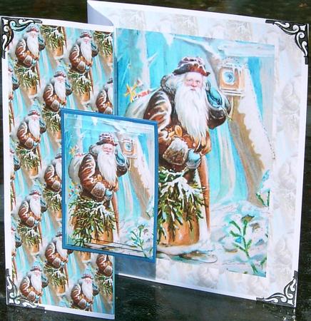 Santa Walking in the Snow with His Tree by Frances Dent