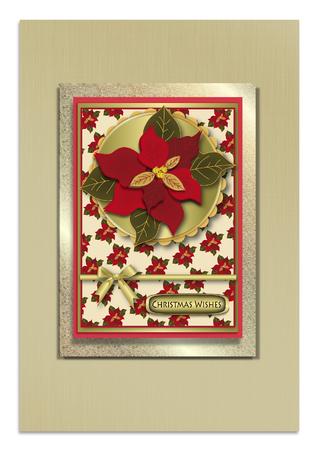 Poinsettia Card Front Decoupage (cream) by Frances Dent